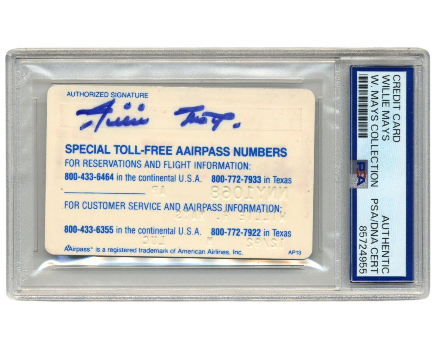 Willie Mays Owned & Signed Credit Card PSA Ex. Willie Mays Estate Collection