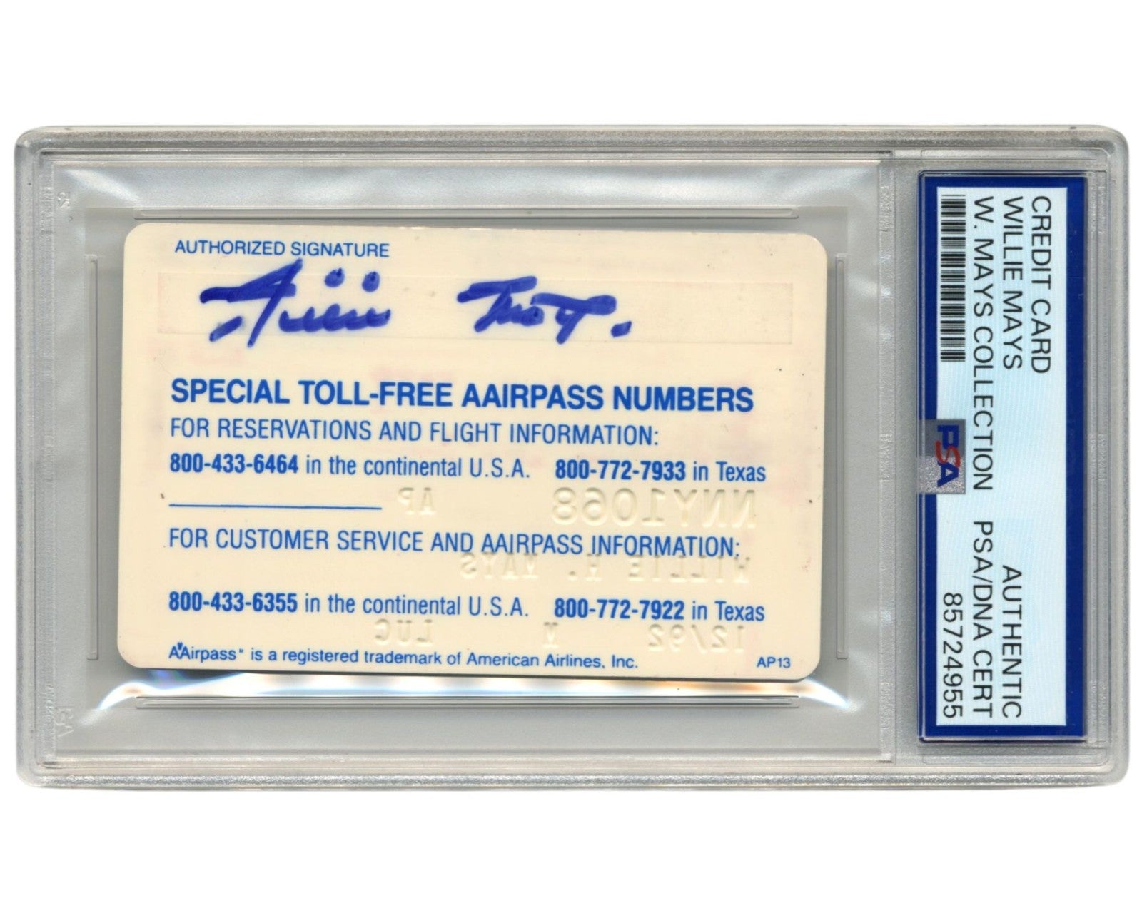 Willie Mays Owned & Signed Credit Card PSA Ex. Willie Mays Estate Collection