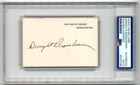 President Dwight Eisenhower Signed White House Card PSA - Very Rare Example!
