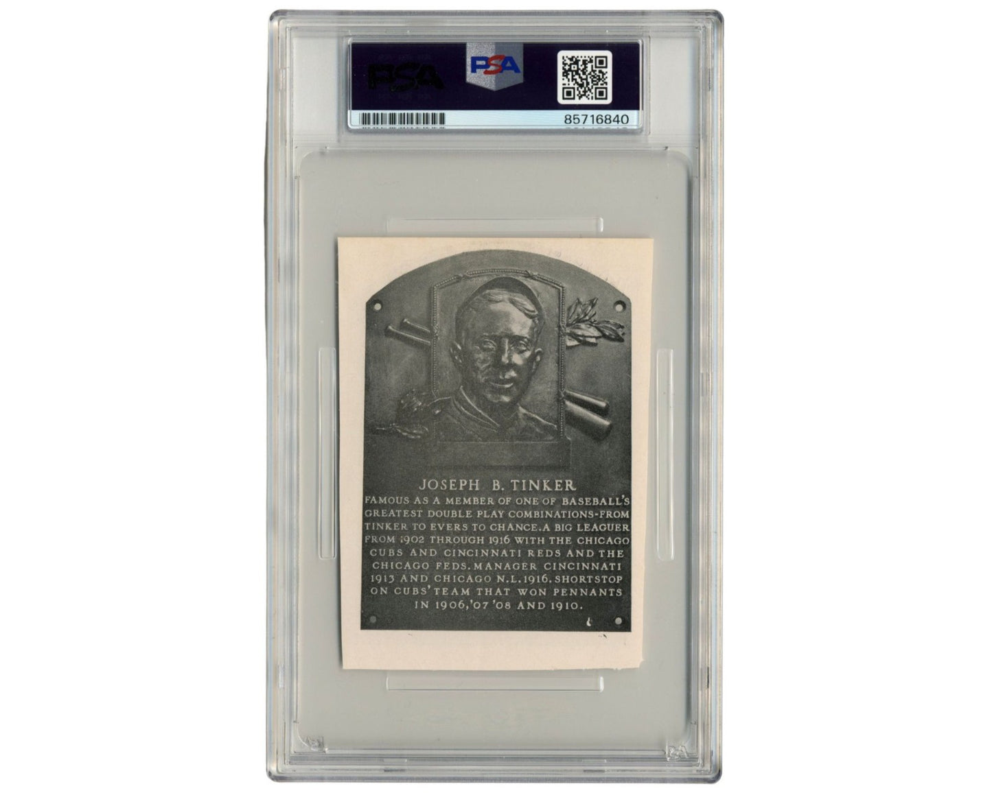 White Sox Ray Schalk Hall of Fame Plaque Cut Signature PSA Gem Mint 10 Auto