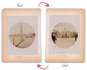 Fantastic Statue of Liberty and New York City Hall Mounted Albumen Photograph