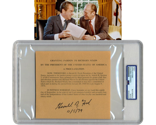 President Gerald Ford Signed Nixon Pardon Souvenir Typescript PSA Auto