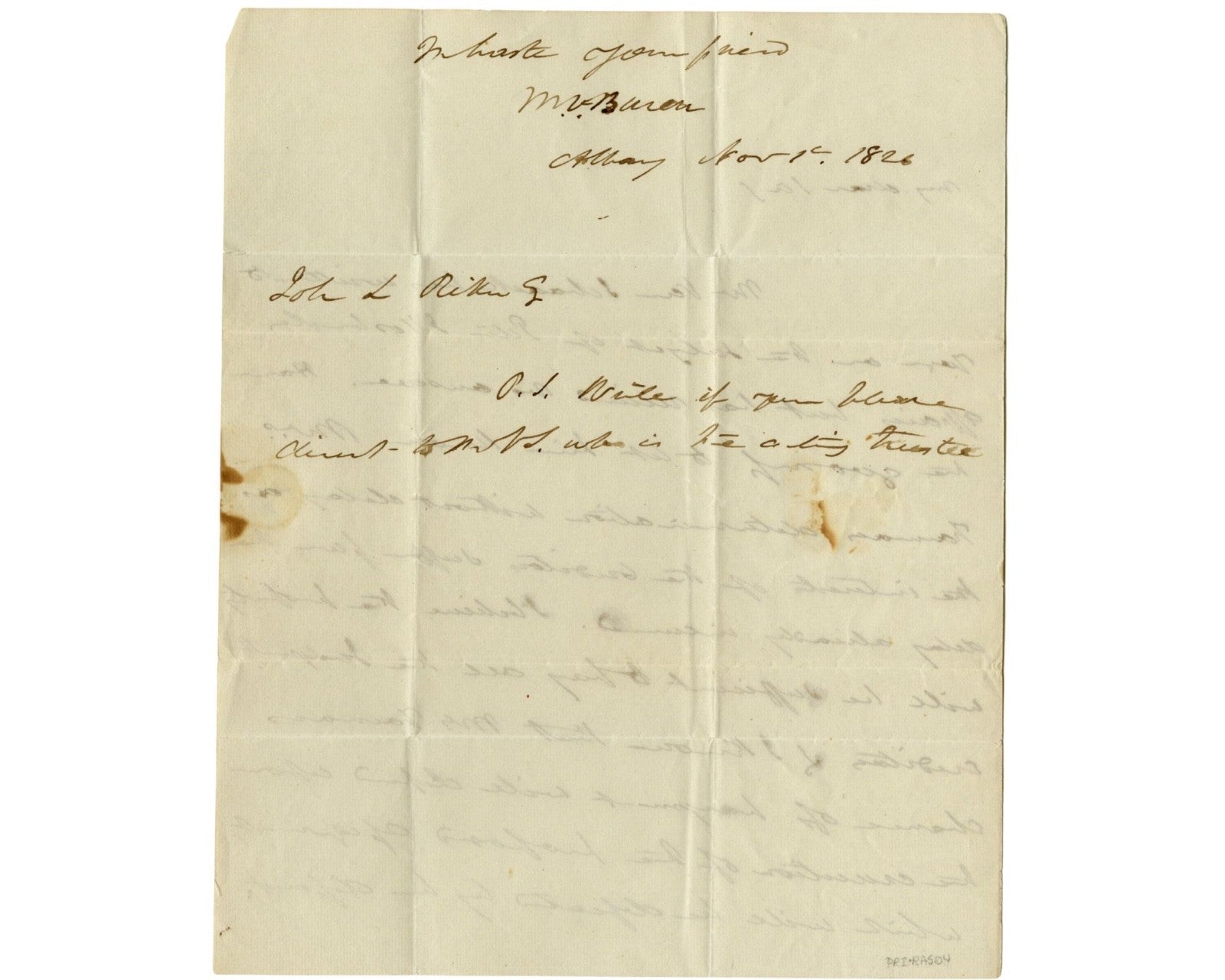 President Martin Van Buren Signed Letter Defending Estate Of NYer! PSA Auto