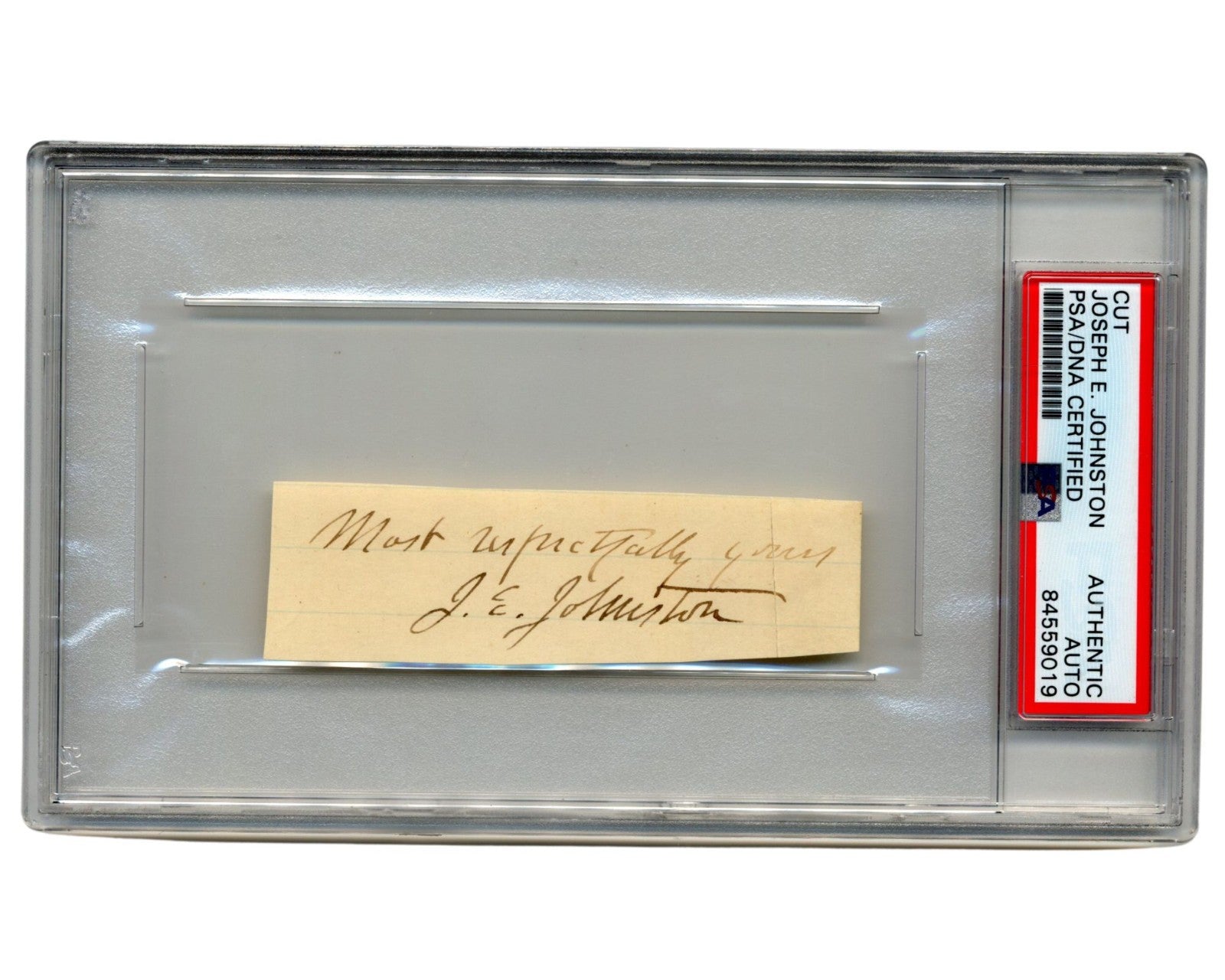 Civil War Confederate General Joseph E. Johnston Signed Cut Autograph PSA Auto