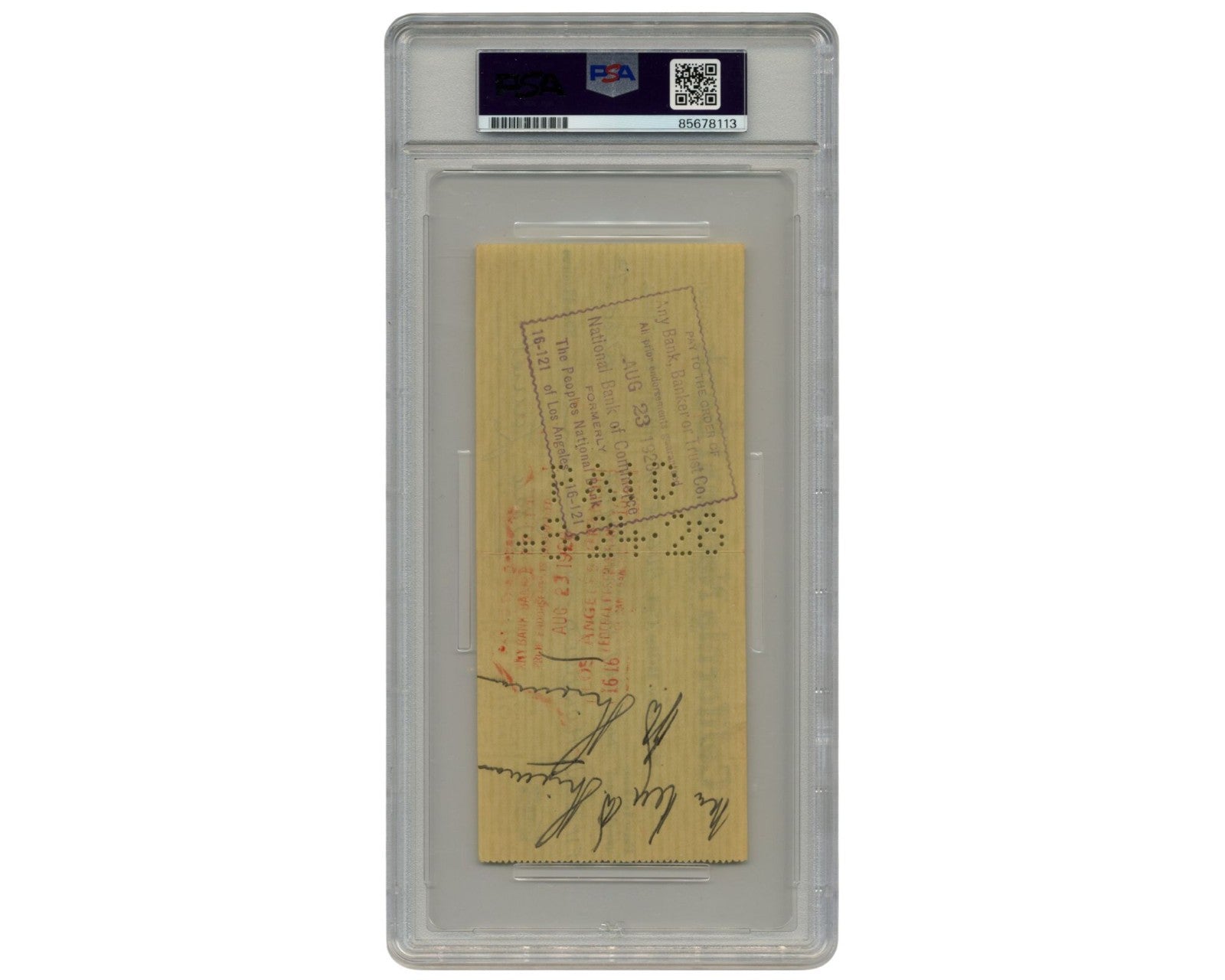 Laurel & Hardy Star Stan Laurel Bold Signed Check PSA 8