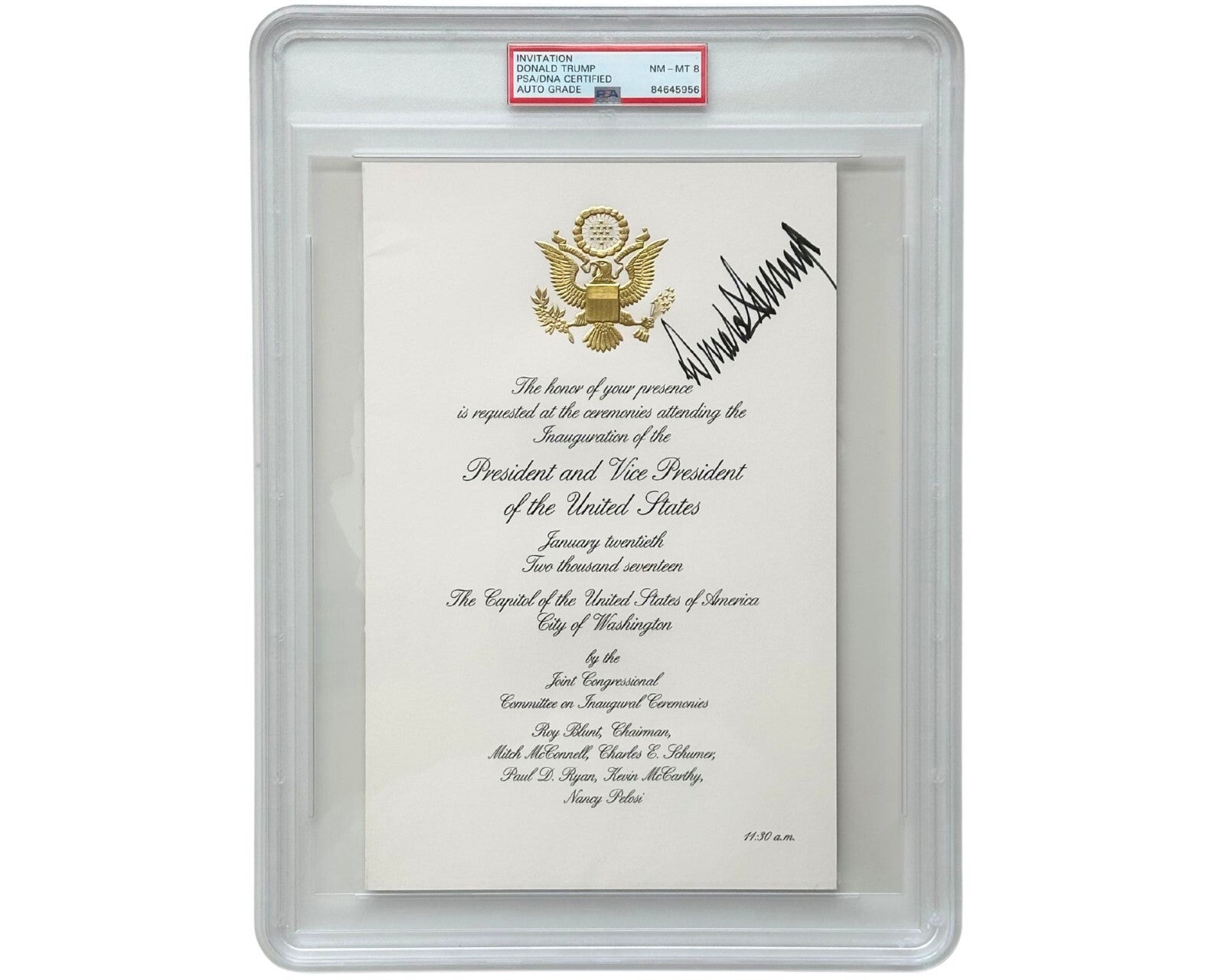 President Donald Trump Signed 2017 Inauguration Invitation PSA 8 - True Rarity!