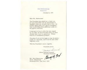 President Gerald Ford Signed W.H. Letter on Baseball Cards & Ty Cobb Auto! PSA