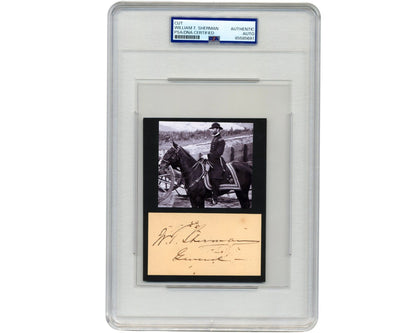 General W.T. SHERMAN Signed Display PSA Auto - Union Civil War Hero on Horse!