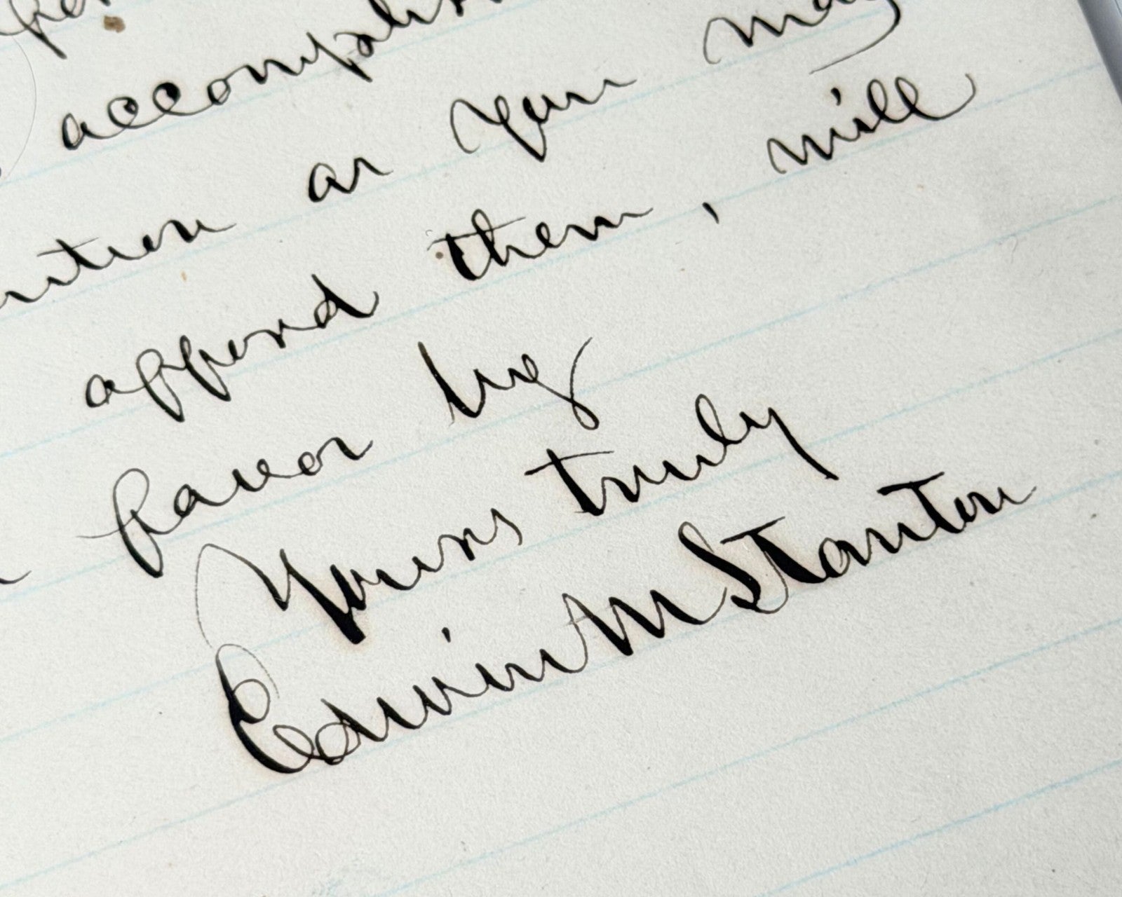 Sec. Of War Edwin Stanton Signed Letter on Service During "Recent Rebellion" BAS