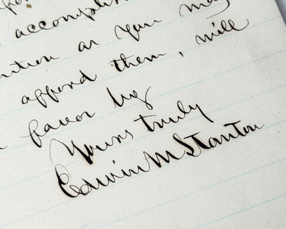 Sec. Of War Edwin Stanton Signed Letter on Service During "Recent Rebellion" BAS