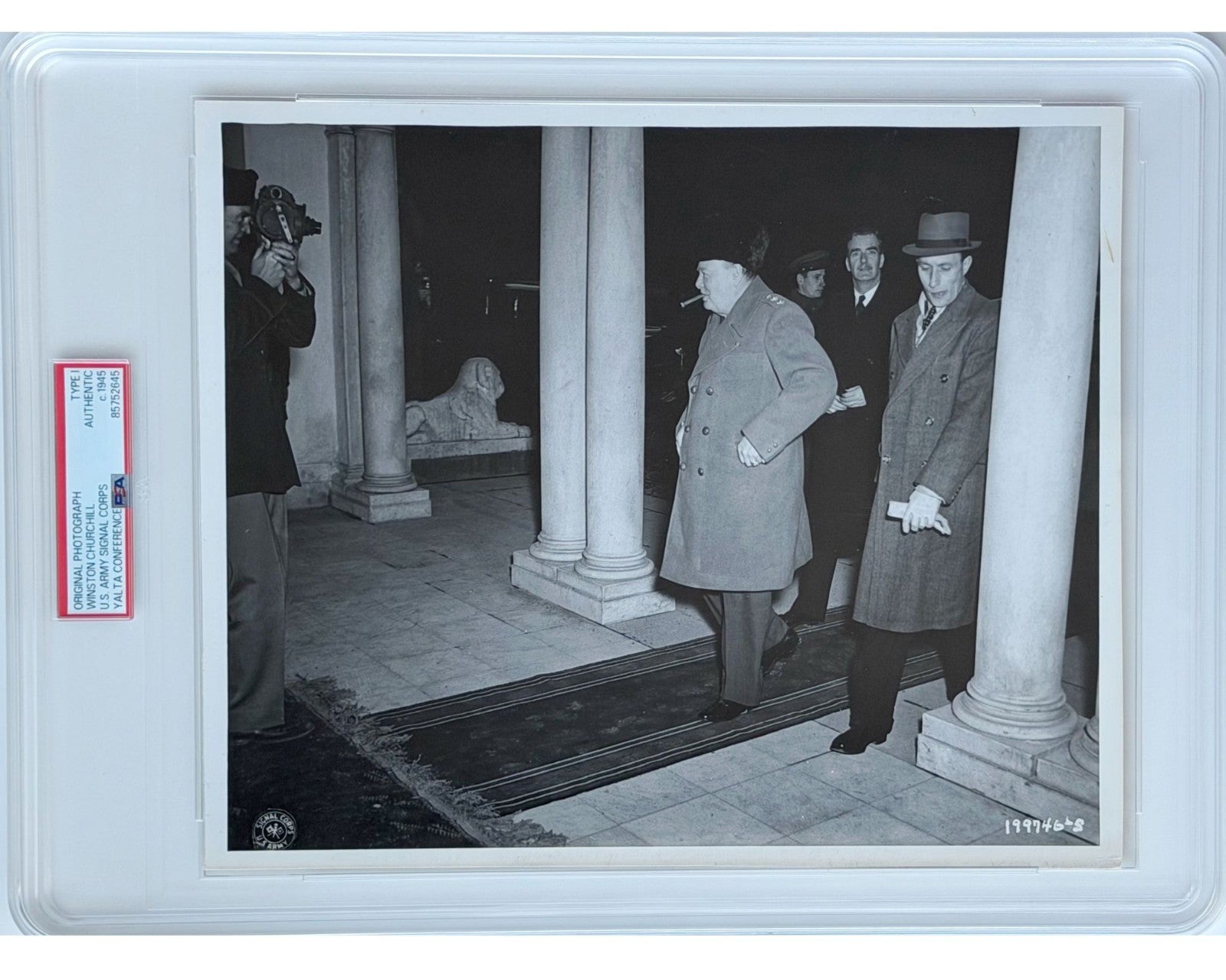 WWII Era Winston Churchill U.S. Army Signal Corps Photograph w/ Cigar PSA Type I