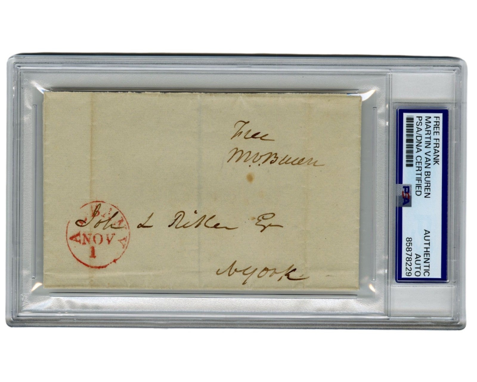 President Martin Van Buren Signed Free Frank To New Yorker! PSA Auto