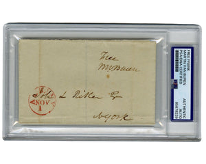 President Martin Van Buren Signed Free Frank To New Yorker! PSA Auto