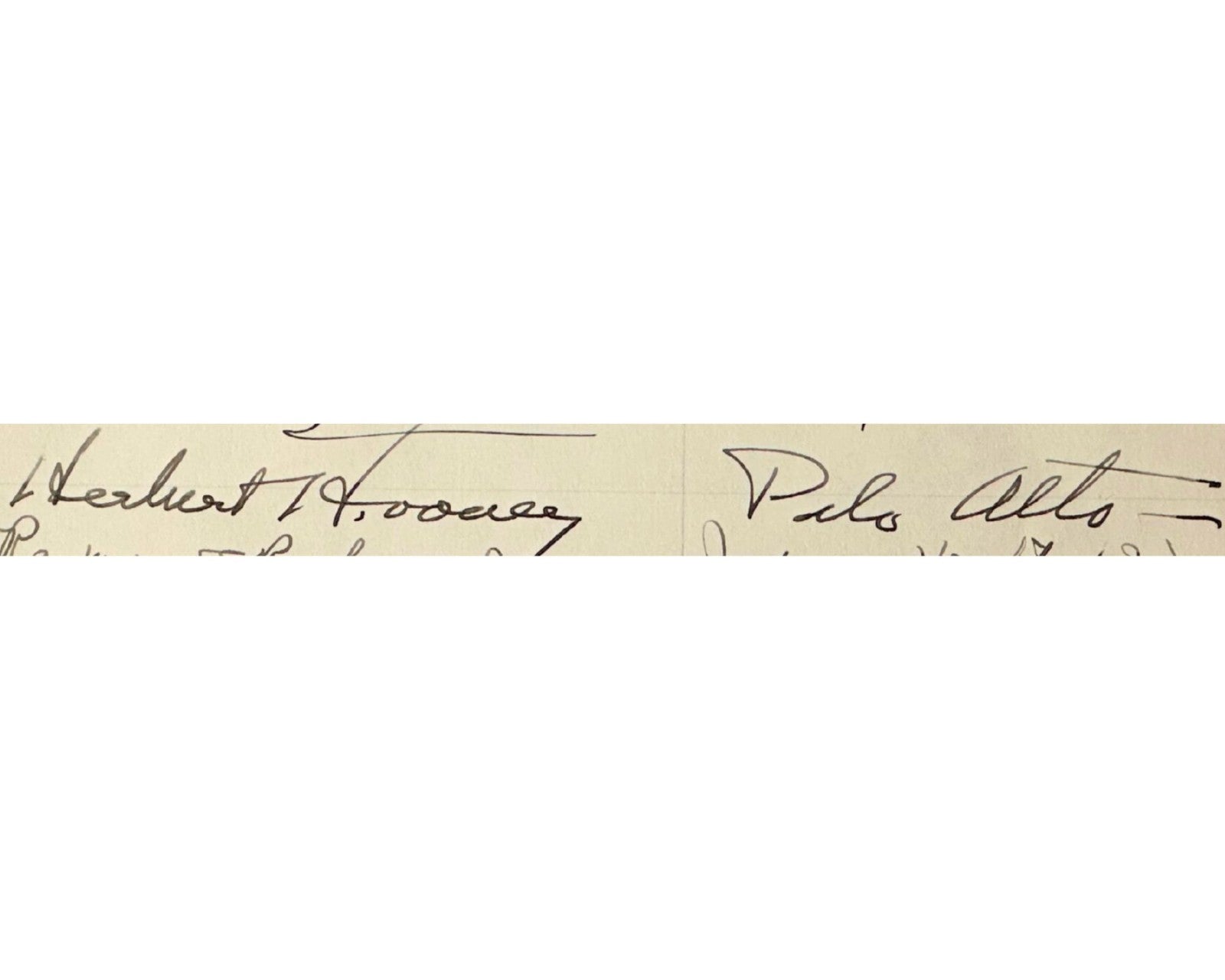 President Herbert Hoover Signed Guest Registrar Inscribed "Palo Alto" PSA Auto