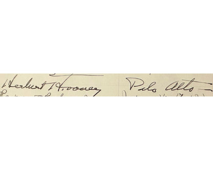 President Herbert Hoover Signed Guest Registrar Inscribed "Palo Alto" PSA Auto