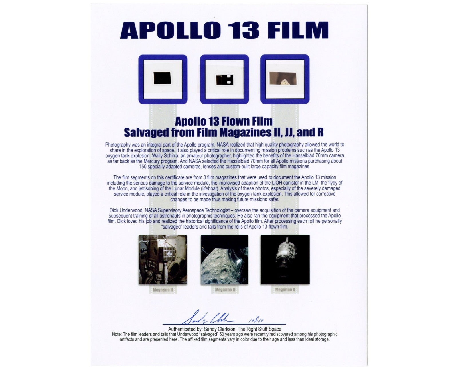 Original Pieces of Apollo 13 Flown Film, 3 Incredible Pieces!