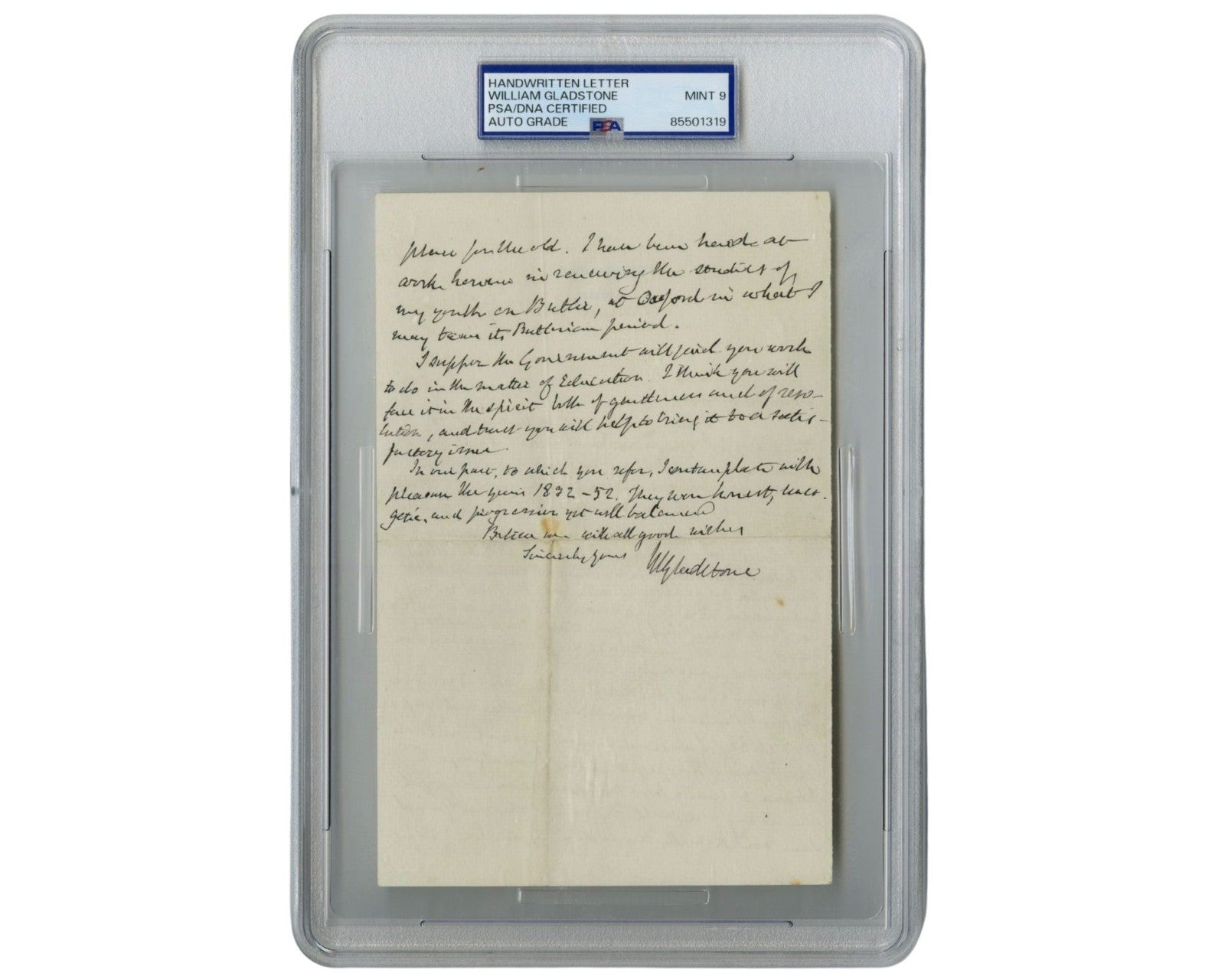 British Prime Minister William Ewart Gladstone Gorgeous Signed Letter PSA Mint 9