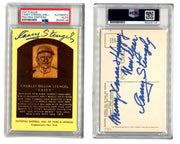 Casey Stengel Twice Signed HOF Post Card PSA Auto "Merry Xmas Happy New Year!"