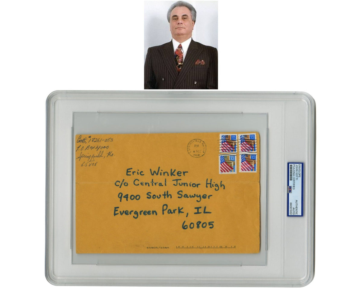 Gangster John Gotti Signed Envelope Sent from Jail Cell! PSA Auto, Gambino Boss