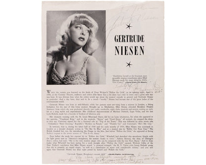 Jackie Gleason Signed Program w/ Gertrude Niesen, "The Honeymooners!" JSA Auto