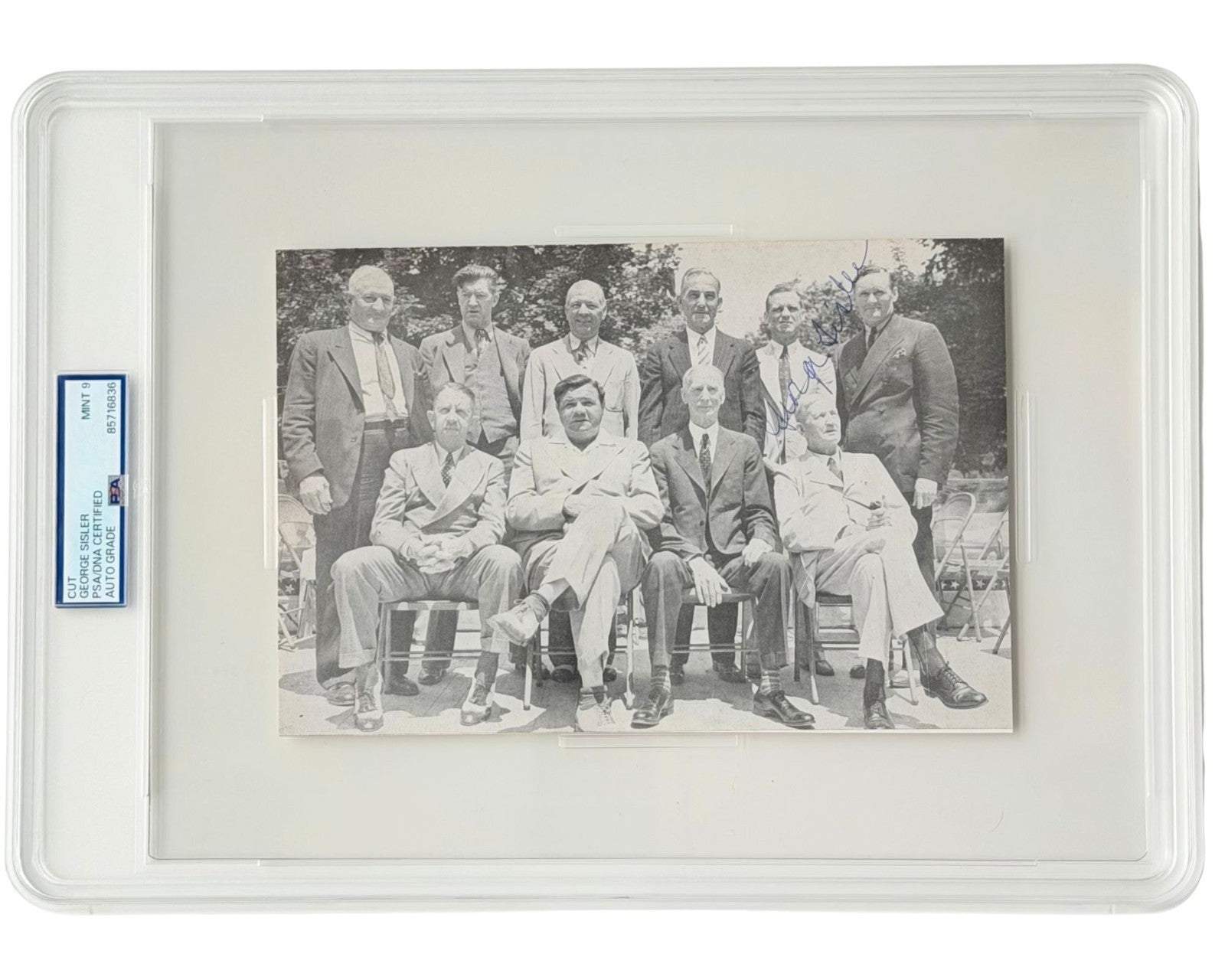 George Sisler Iconic Signed 1st Class HOF Photo PSA Mint 9 Auto