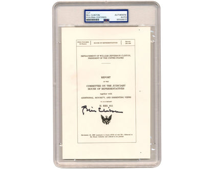 President Bill Clinton Signed Souvenir Typescript of Impeachment Report PSA Auto