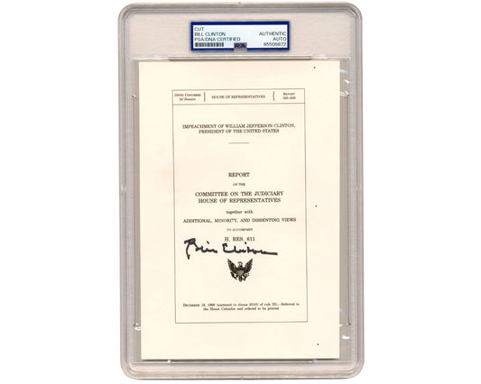 President Bill Clinton Signed Souvenir Typescript of Impeachment Report PSA Auto
