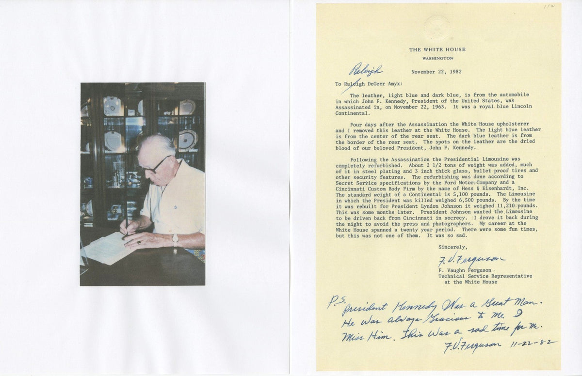 John F. Kennedy Blood-Stained Leather Swatch Dallas Limo in Blessed Crucifix