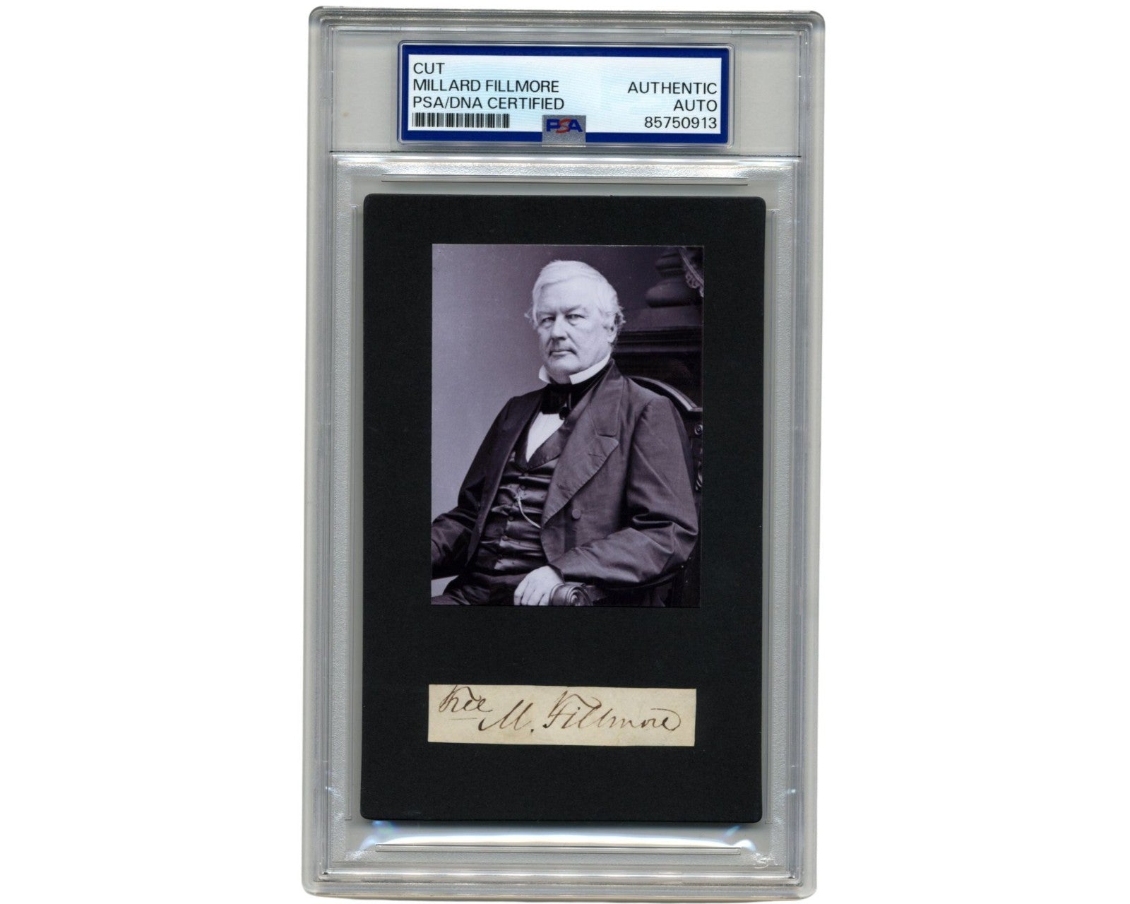 President Millard Fillmore Bold Signed Cut from Free Frank PSA Auto