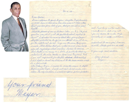 Meyer Lansky Signed Letter "Police Protection From Crim. Mob. F* Burg" PSA Mob!