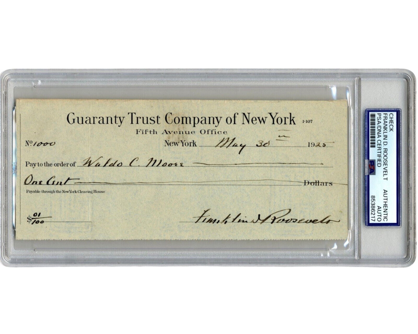 President Franklin D. Roosevelt FDR Signed Check PSA Auto - Finest We've Seen!