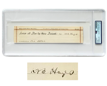 President Rutherford B. Hayes Signed Quit Claim Deed Cut Document PSA Auto