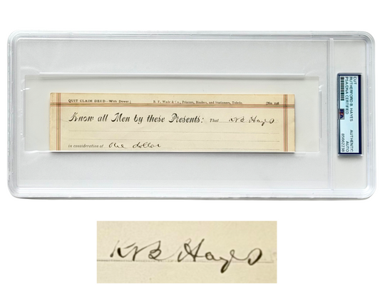 President Rutherford B. Hayes Signed Quit Claim Deed Cut Document PSA Auto