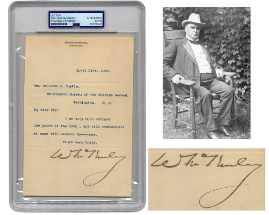 President William McKinley Boldly Signed Letter PSA Auto