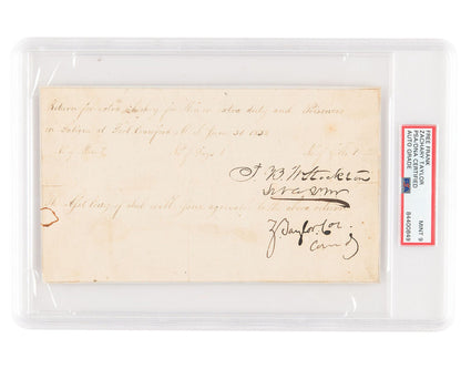 President Zachary Taylor Signed Doc for Black Hawk War Whiskey Rations PSA 9