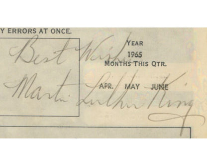 Martin Luther King Jr Signed Church Donation Receipt w/ Carbon Copy Dup PSA Auto