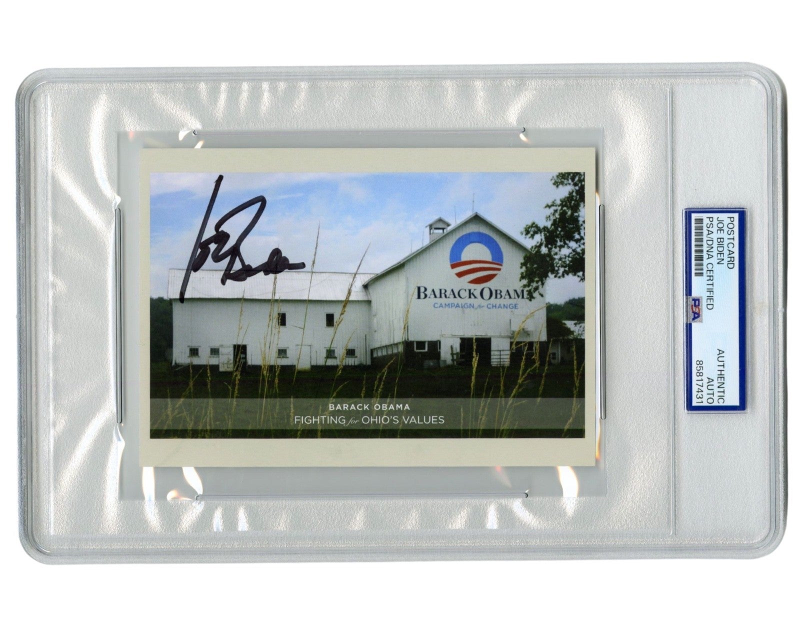 President Joe Biden "Obama 08" Unique Signed Campaign Postcard PSA Auto