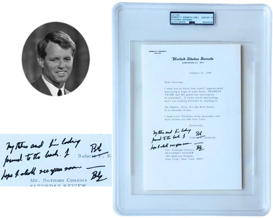 Attorney General Robert F. Kennedy Twice Signed Letter PSA Gem Mint 10