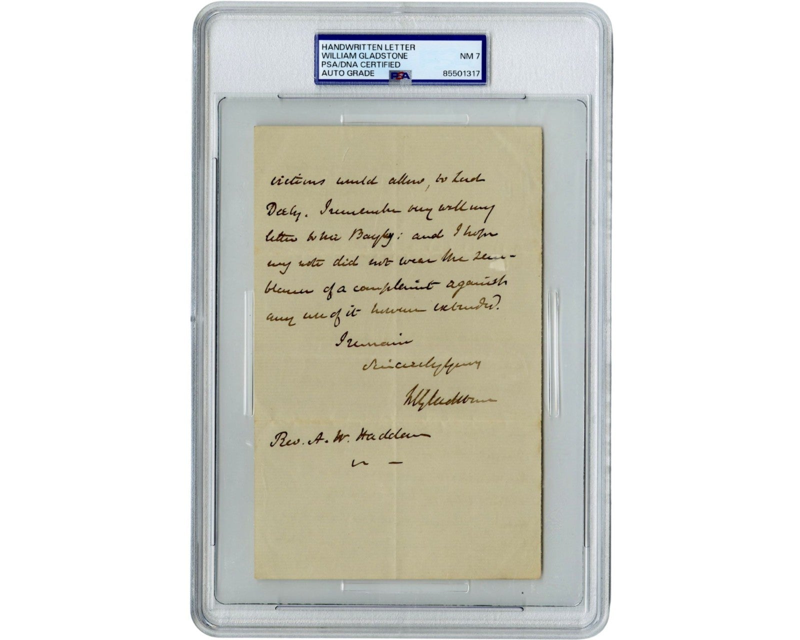 British Prime Minister William Ewart Gladstone Signed Letter PSA Auto 7