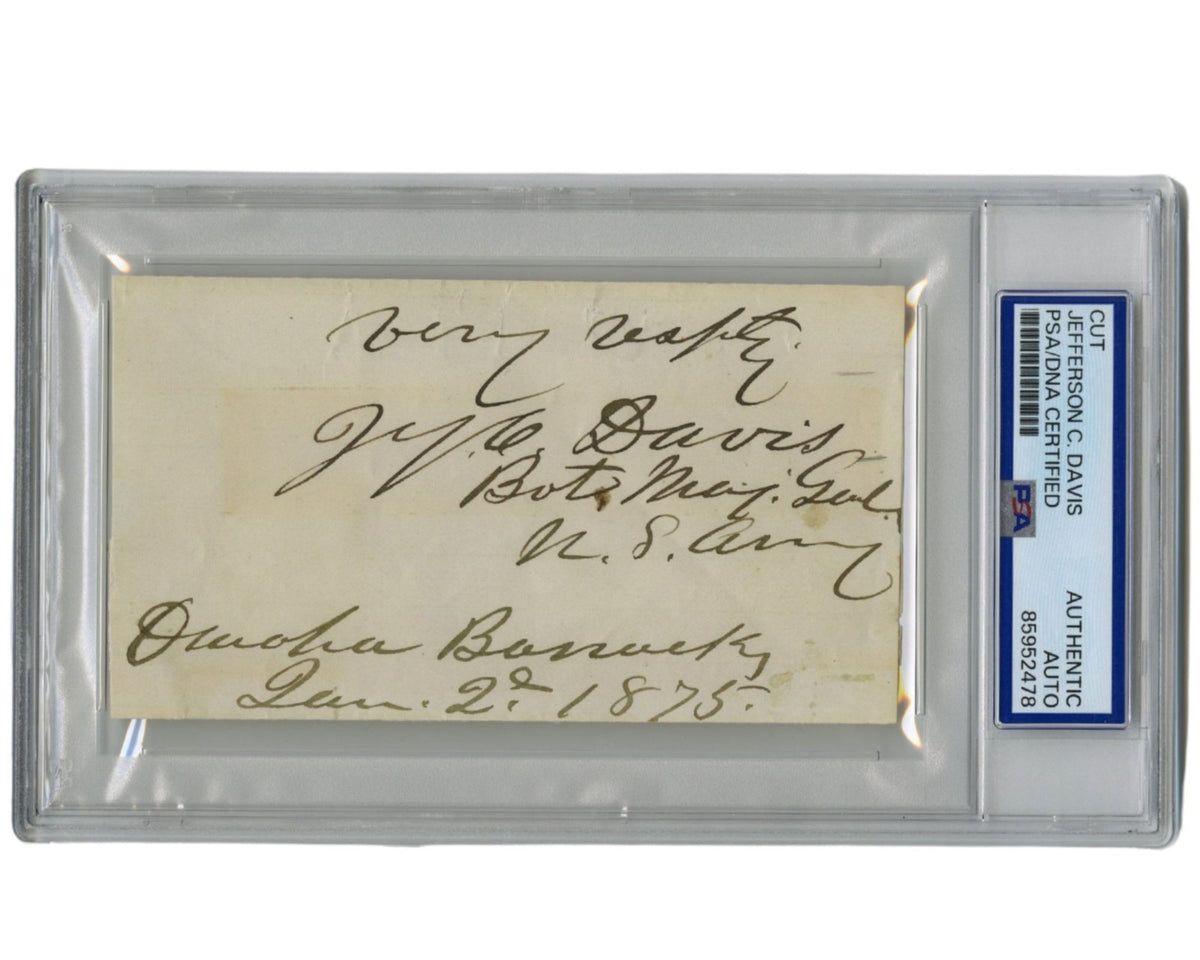 Union General JEFFERSON C. DAVIS Signed Cut PSA, Defended Ft. Sumter @ War Start