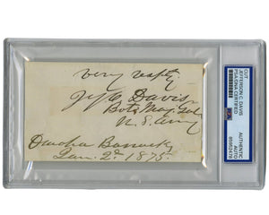 Union General JEFFERSON C. DAVIS Signed Cut PSA, Defended Ft. Sumter @ War Start