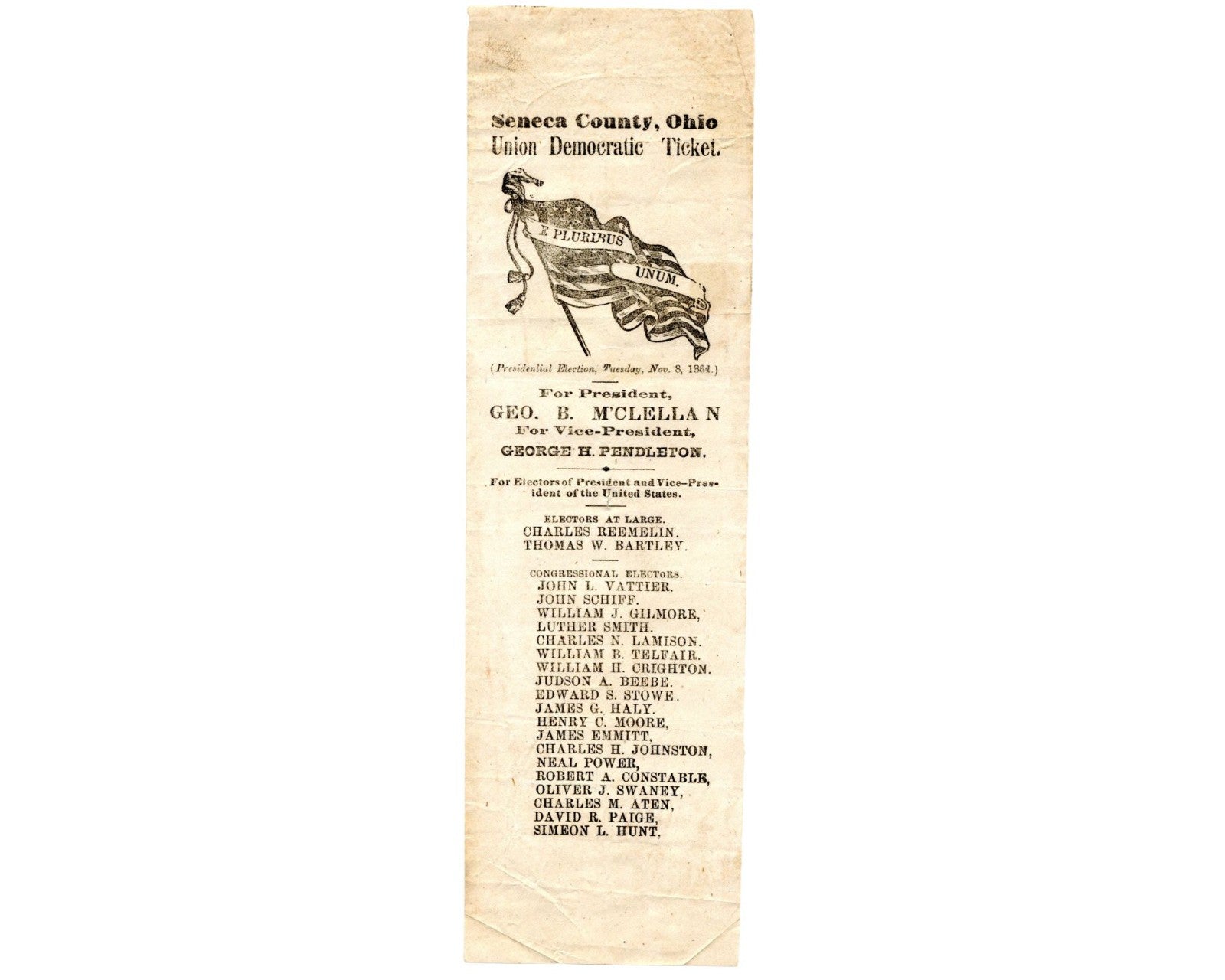 Abraham Lincoln & McClellan Ohio Soldiers Ballots for 1864 Pres. Election Ticket