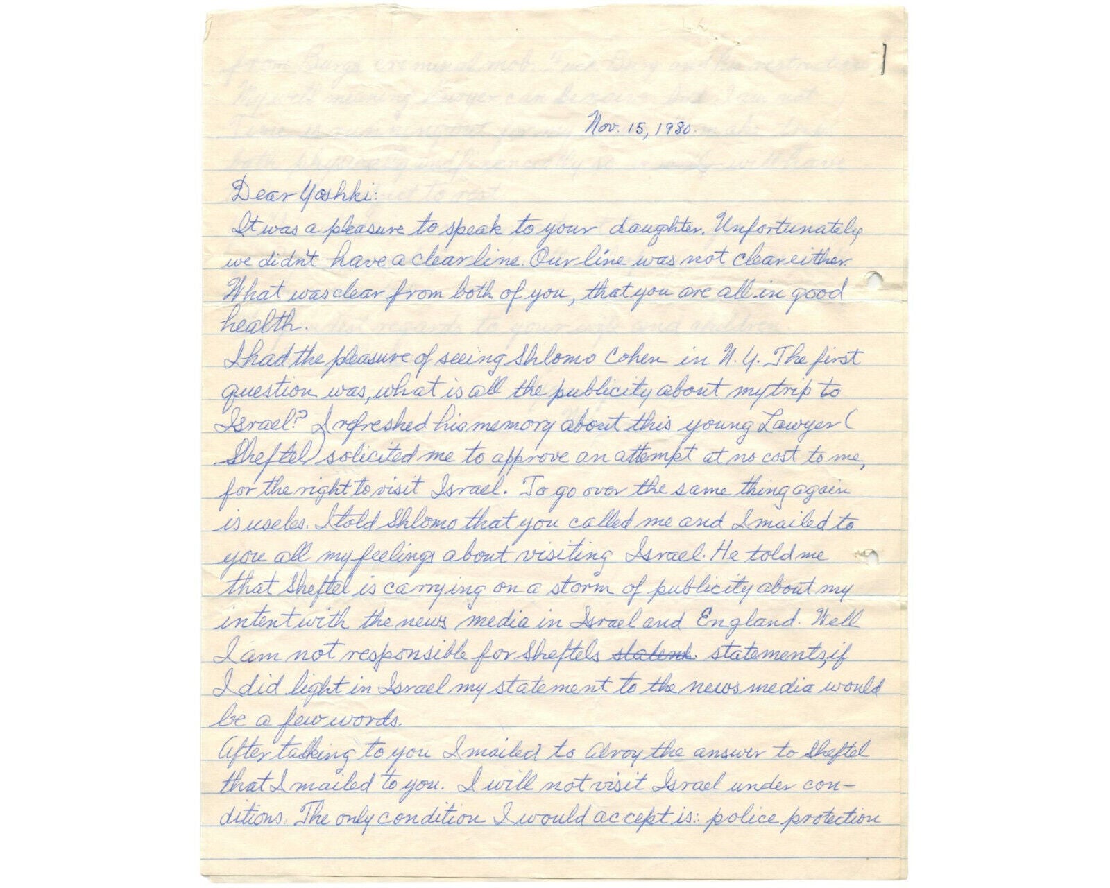 Meyer Lansky Signed Letter "Police Protection From Crim. Mob. F* Burg" PSA Mob!