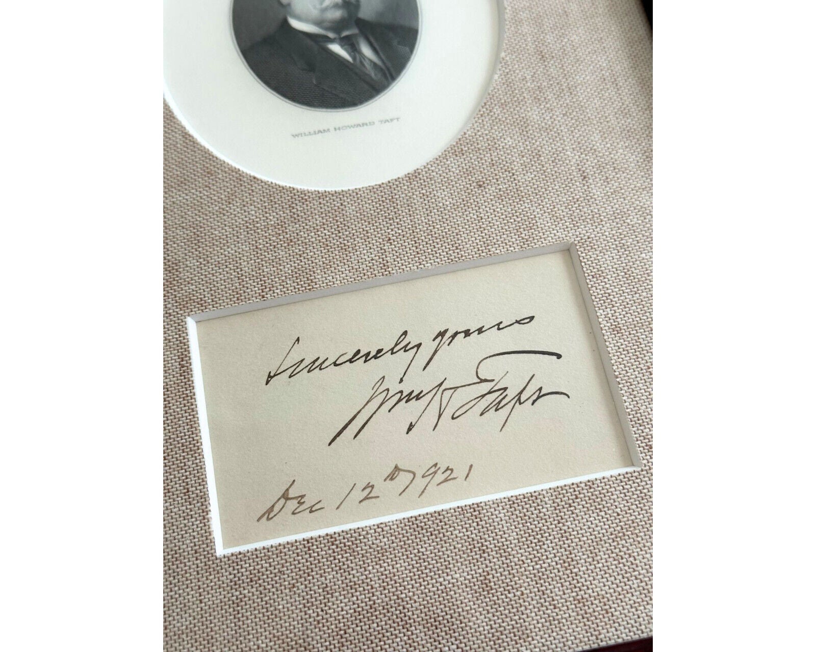 President William H. Taft Boldly Signed & Framed Display - Gorgeous!