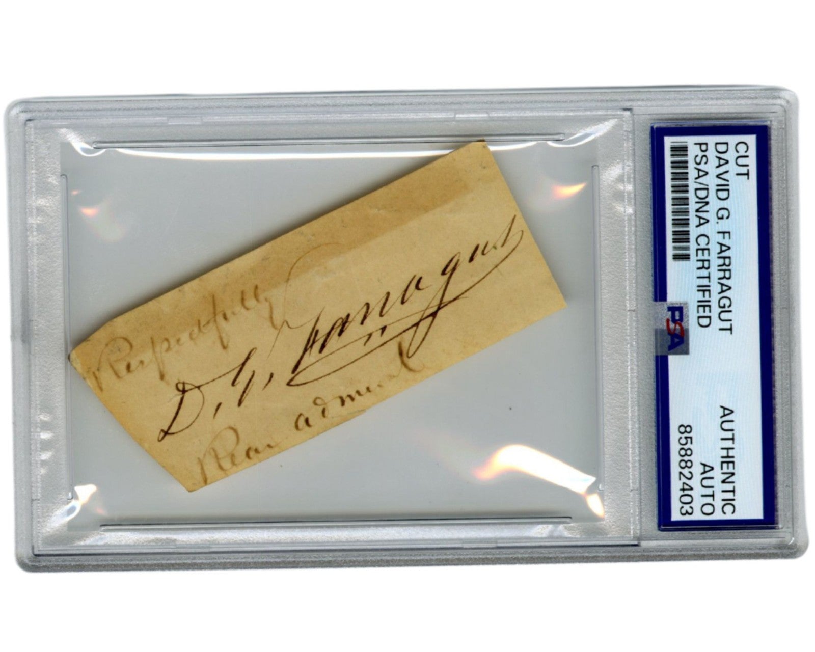 Civil War Union Admiral David Farragut Signed Cut Autograph PSA Auto
