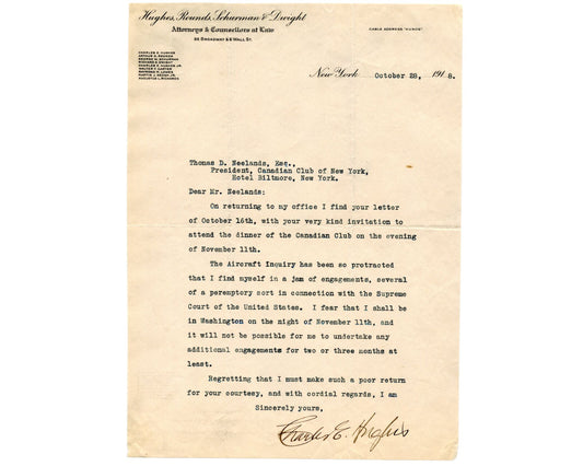 Justice Charles Evans Hughes on Supreme Court Duties and Aircraft Inquiry PSA