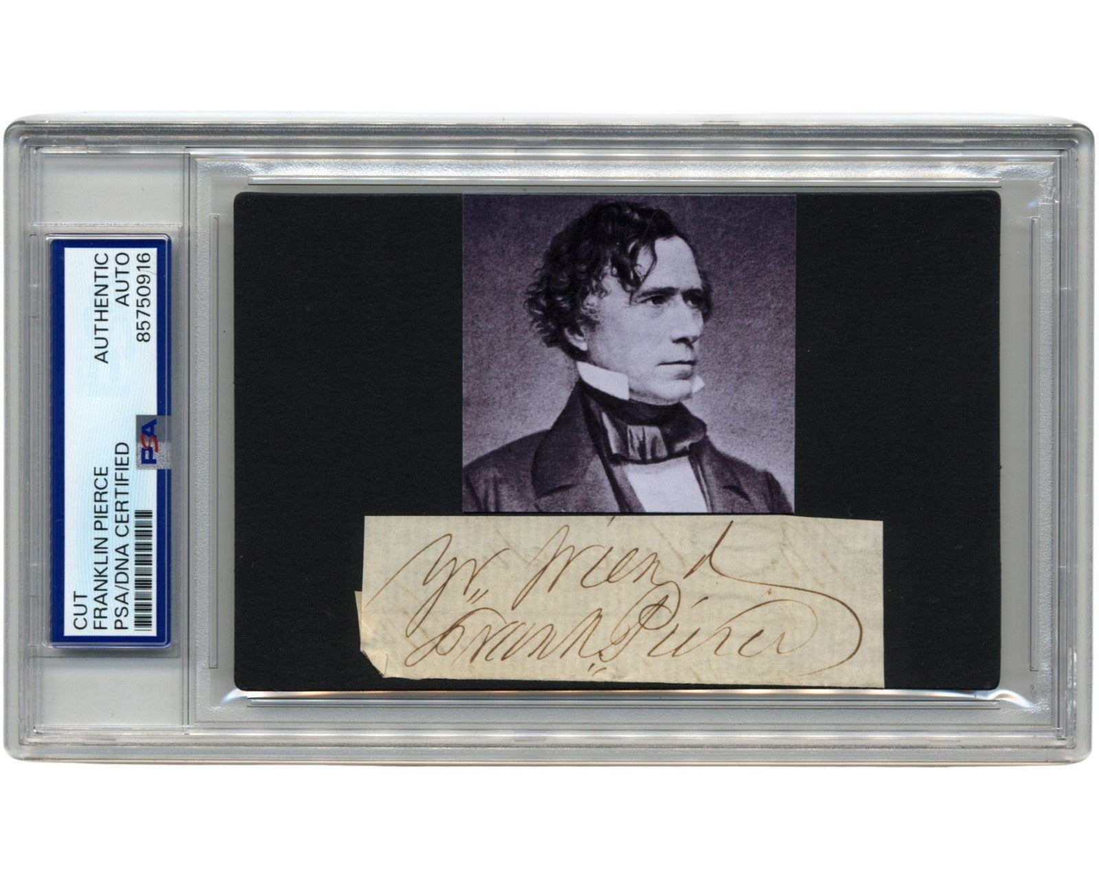 President Franklin Pierce Boldly Signed Cut Display PSA Auto