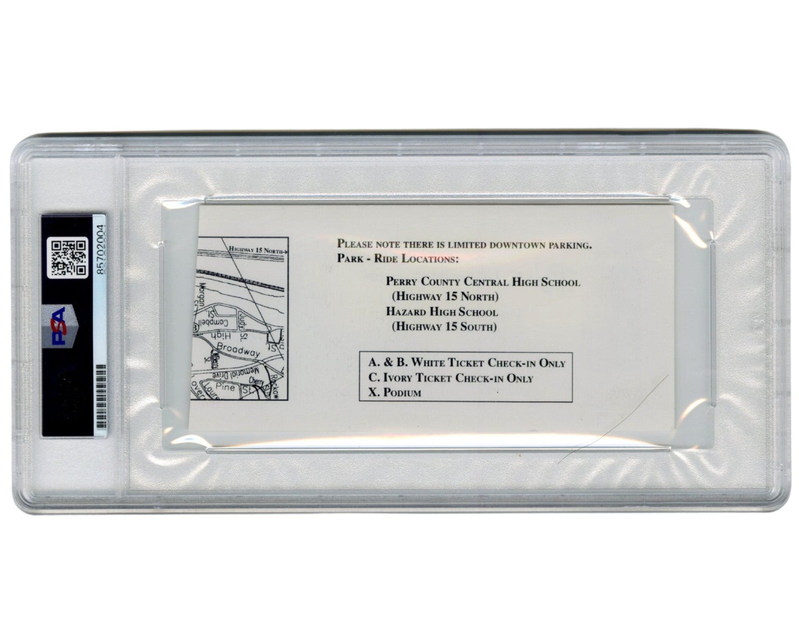 President Bill Clinton Signed Address Ticket to People of Kentucky! PSA Auto