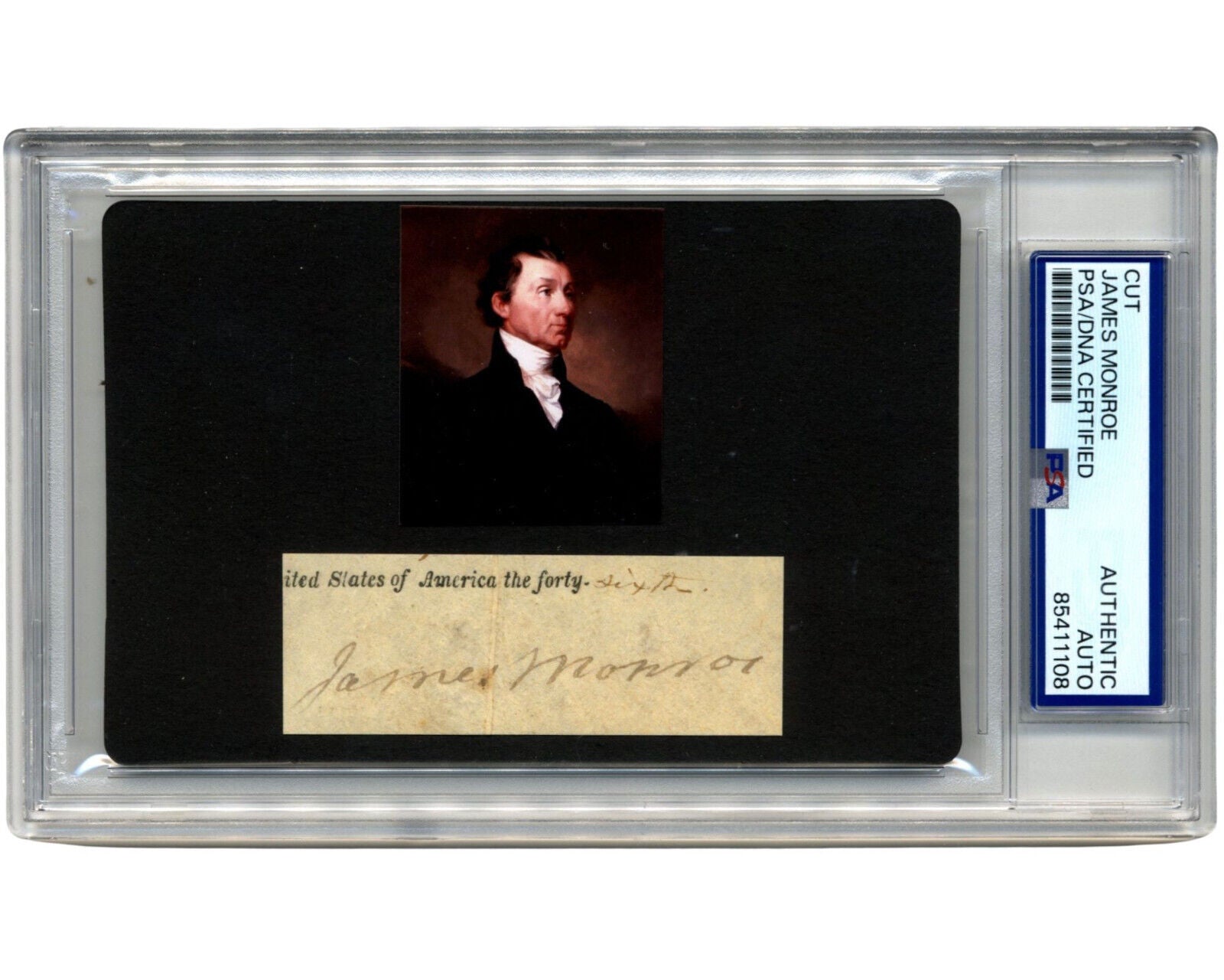 President JAMES MONROE Signed Cut Display - A Gorgeous Example! PSA Auto