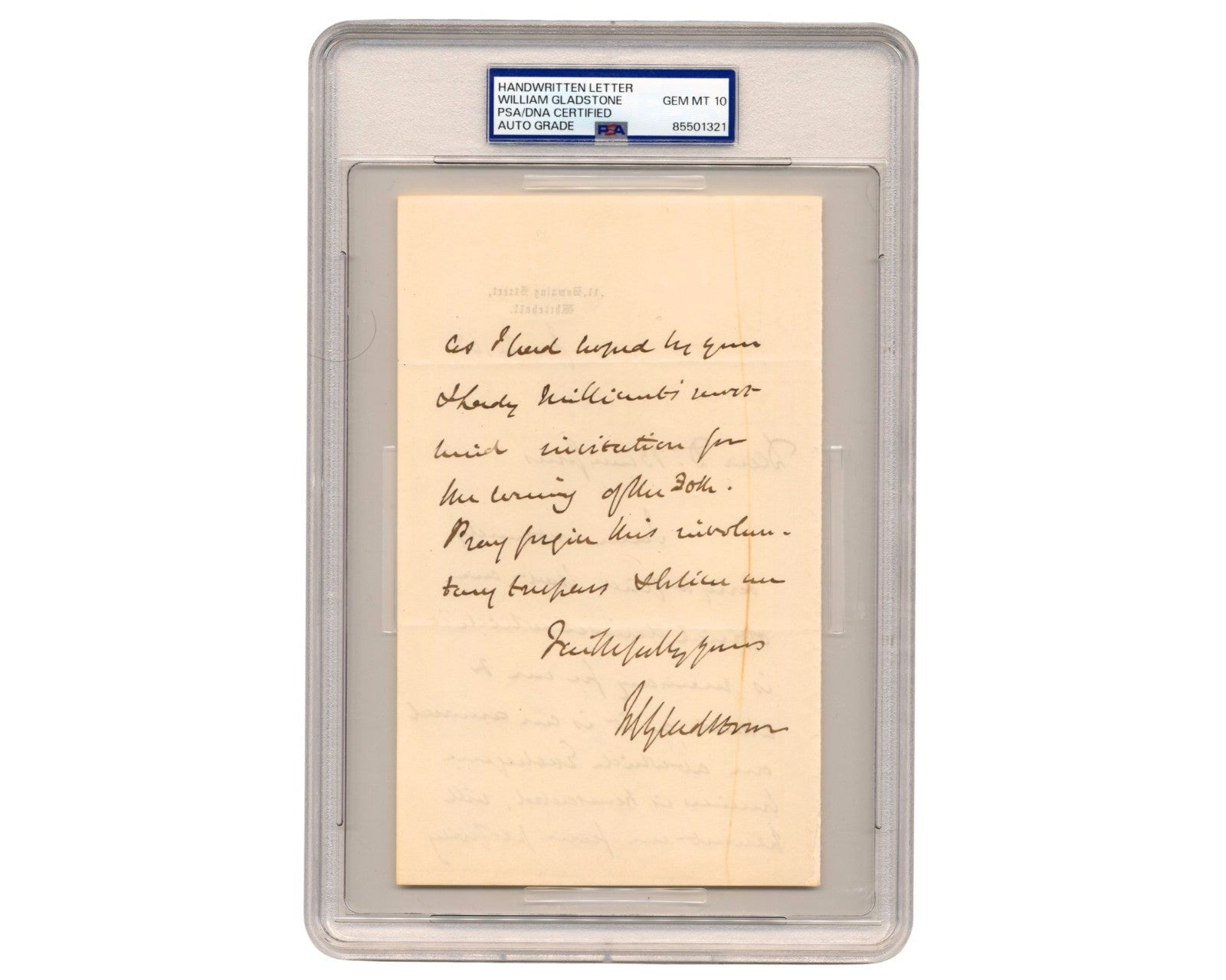 British Prime Minister William Ewart Gladstone Signed Letter PSA Gem Mint 10